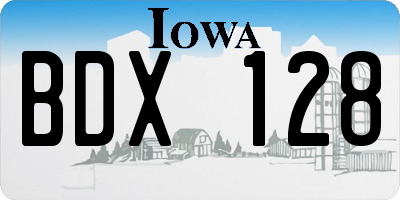 IA license plate BDX128