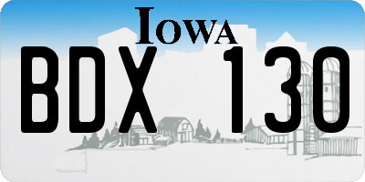IA license plate BDX130