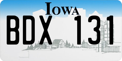 IA license plate BDX131