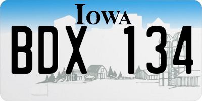 IA license plate BDX134