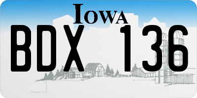 IA license plate BDX136