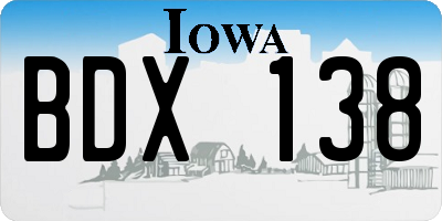 IA license plate BDX138