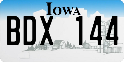 IA license plate BDX144
