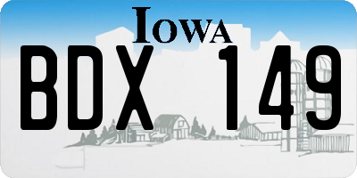 IA license plate BDX149