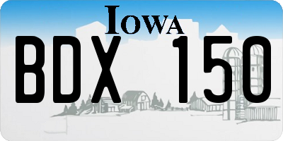 IA license plate BDX150