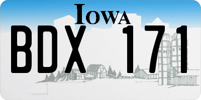 IA license plate BDX171