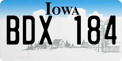 IA license plate BDX184