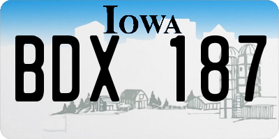IA license plate BDX187