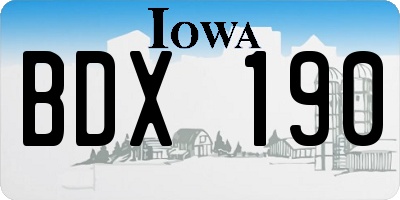IA license plate BDX190