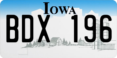 IA license plate BDX196