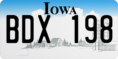 IA license plate BDX198