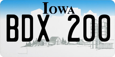 IA license plate BDX200