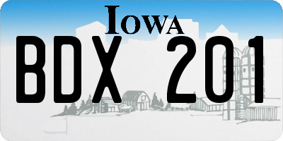 IA license plate BDX201