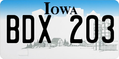 IA license plate BDX203