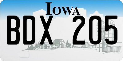 IA license plate BDX205