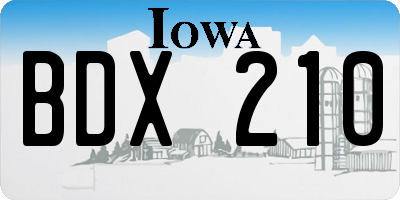IA license plate BDX210