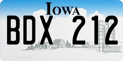 IA license plate BDX212