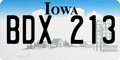 IA license plate BDX213