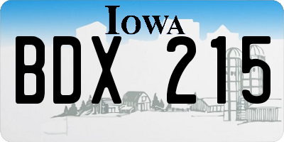 IA license plate BDX215