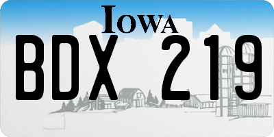 IA license plate BDX219