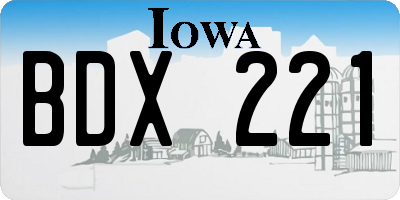 IA license plate BDX221