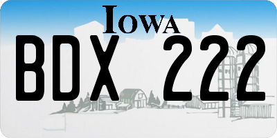 IA license plate BDX222