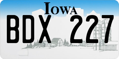 IA license plate BDX227