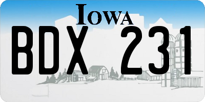 IA license plate BDX231