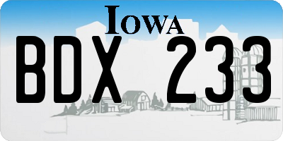 IA license plate BDX233