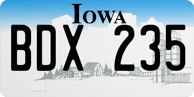 IA license plate BDX235