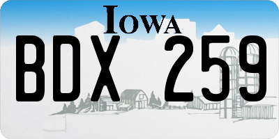 IA license plate BDX259