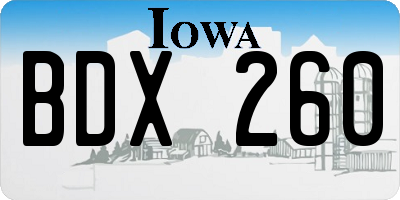 IA license plate BDX260