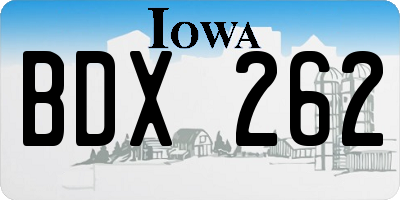 IA license plate BDX262