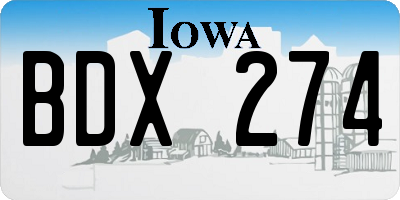 IA license plate BDX274