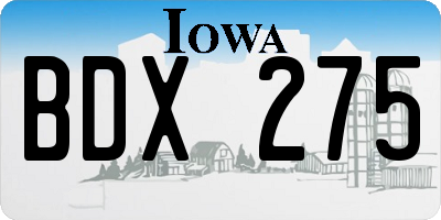 IA license plate BDX275