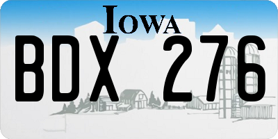 IA license plate BDX276