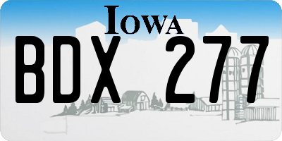 IA license plate BDX277