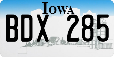 IA license plate BDX285