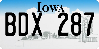 IA license plate BDX287