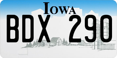 IA license plate BDX290
