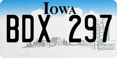 IA license plate BDX297