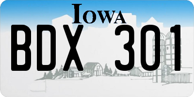 IA license plate BDX301
