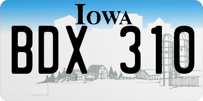 IA license plate BDX310