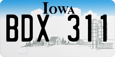 IA license plate BDX311
