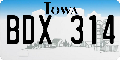 IA license plate BDX314