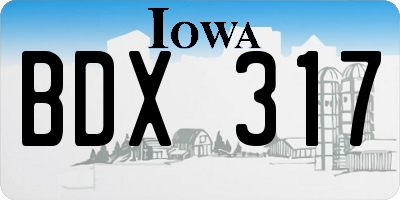 IA license plate BDX317