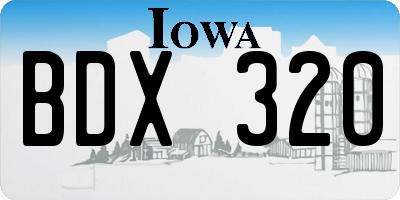 IA license plate BDX320