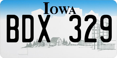 IA license plate BDX329