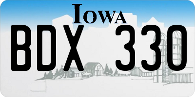 IA license plate BDX330