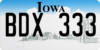 IA license plate BDX333